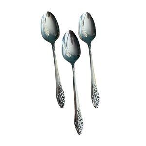 Vtg Oneida Evening Star Teaspoons Set Of 3 1950 Community Silverplated 7-1/2 Inc